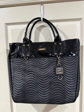 Versace Perfume Large Tote Bag Black Patent Trim